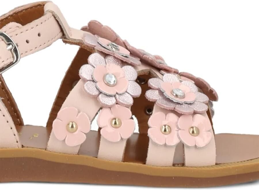 Pom D api Kids Leren sandalen met bloemapplicatie Roze - Foto 2