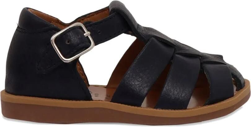 Pom D api Kids Leren sandalen met open neus en gespsluiting Zwart