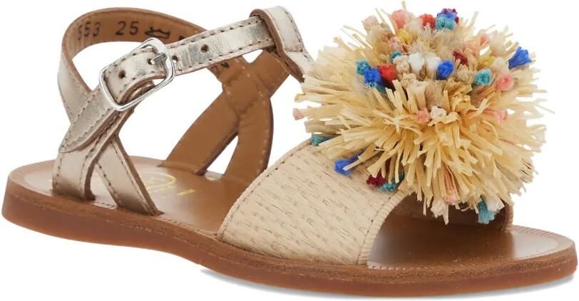 Pom D api Kids Pompom Plate leren sandalen Beige
