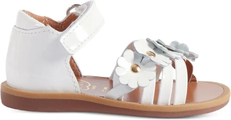 Pom D api Kids Poppy sandalen met bloem-applicatie Wit
