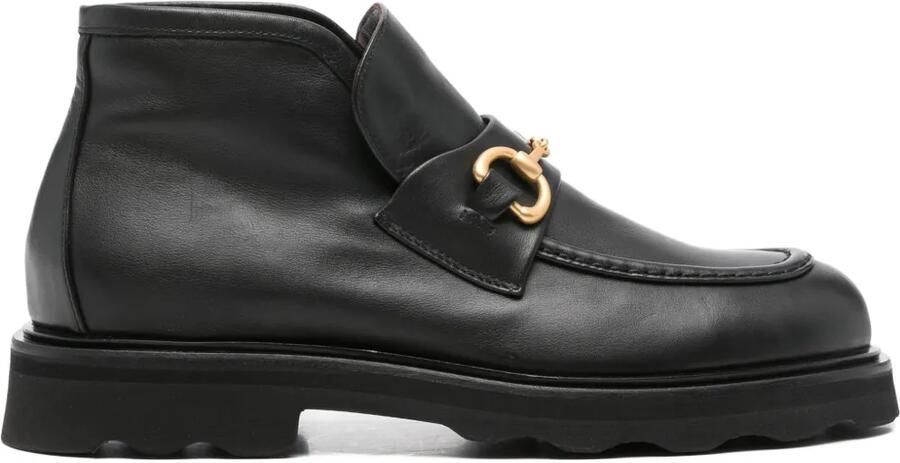 Pomme D´Or Leren enkellaarzen met horsebit-detail Zwart