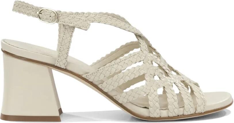 PONS QUINTANA Gevlochten leren sandalen met hak Wit