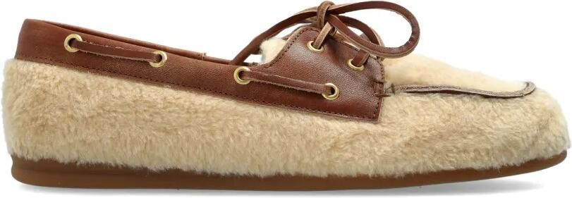 Posa Alpina leren bootschoenen met lammy-afwerking Beige