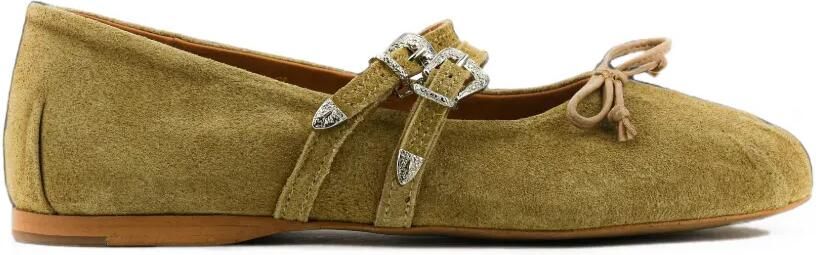 Posa Vita ballerina's met gespsluiting Bruin