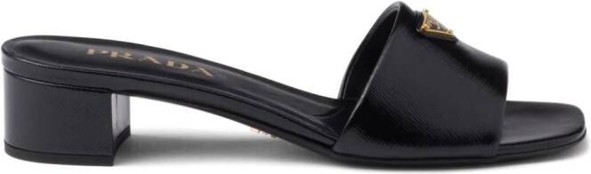 Prada 35 mm sandalen met logopatch Zwart