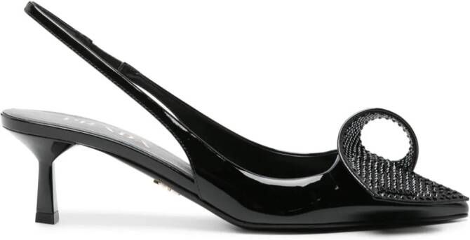 Prada 55mm slingback pumps met applicatie Zwart