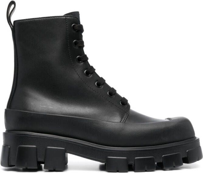 Prada Combat boots met vierkante neus Zwart