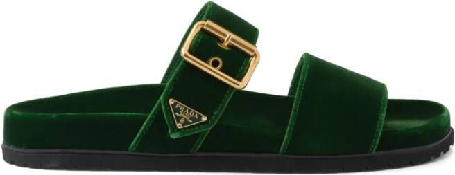 Prada Fluwelen slippers Groen