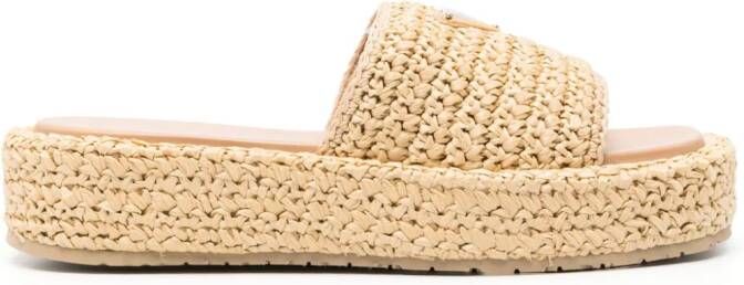 Prada Gehaakte sandalen met logoplakkaat Beige