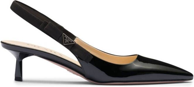 Prada Lakleren slingback pumps Zwart