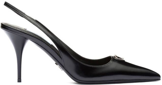 Prada Leren slingback pumps Zwart