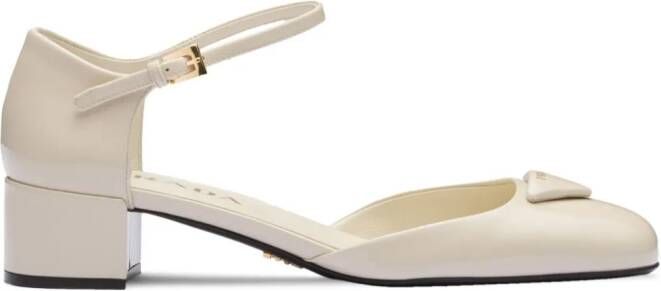 Prada 35mm lakleren pumps met logo Wit