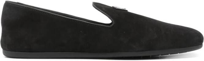 Prada Loafers met logo Zwart