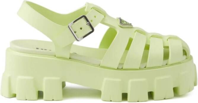Prada Monolith 55mm sandalen met plateauzool Groen