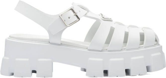 Prada Monolith gekooide sandalen Wit