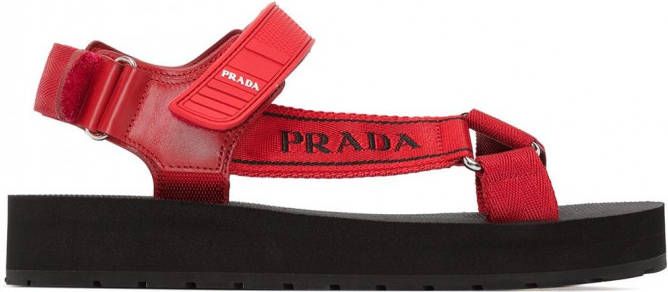 Prada sandalen logobandje Rood - Schoenen.nl