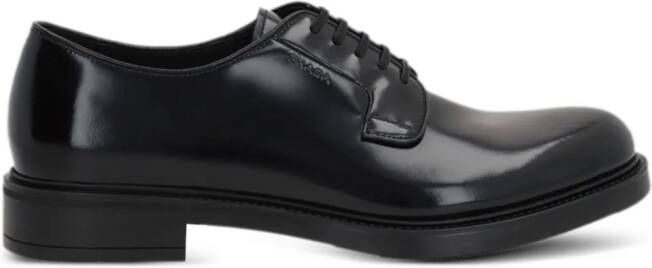 Prada polished leather derby shoes Zwart