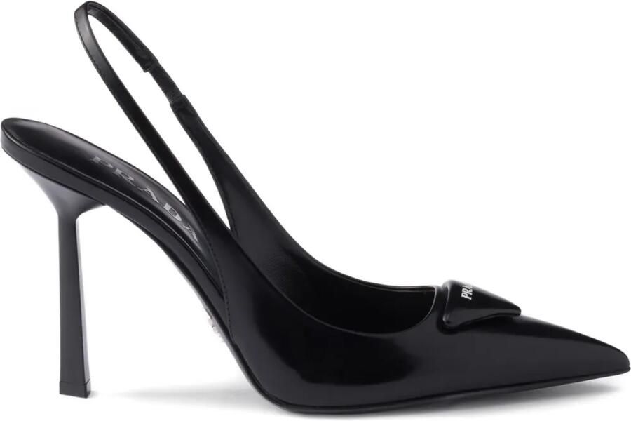 Prada 100 mm slingback pumps met logo Zwart