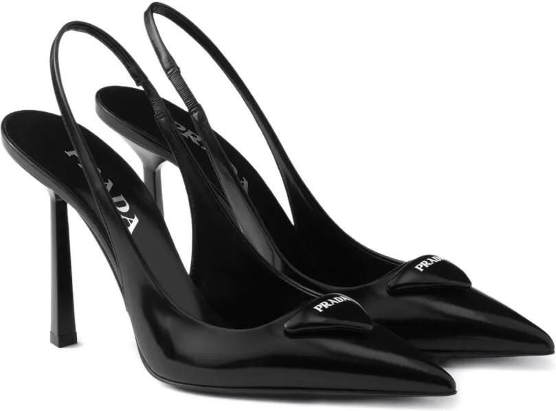 Prada 100 mm slingback pumps met logo Zwart - Foto 4