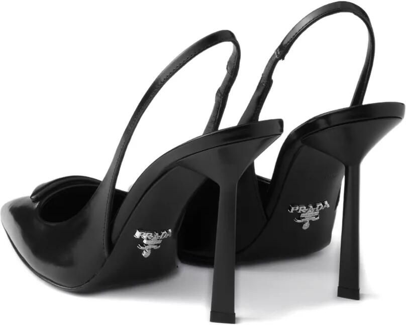 Prada 100 mm slingback pumps met logo Zwart - Foto 3