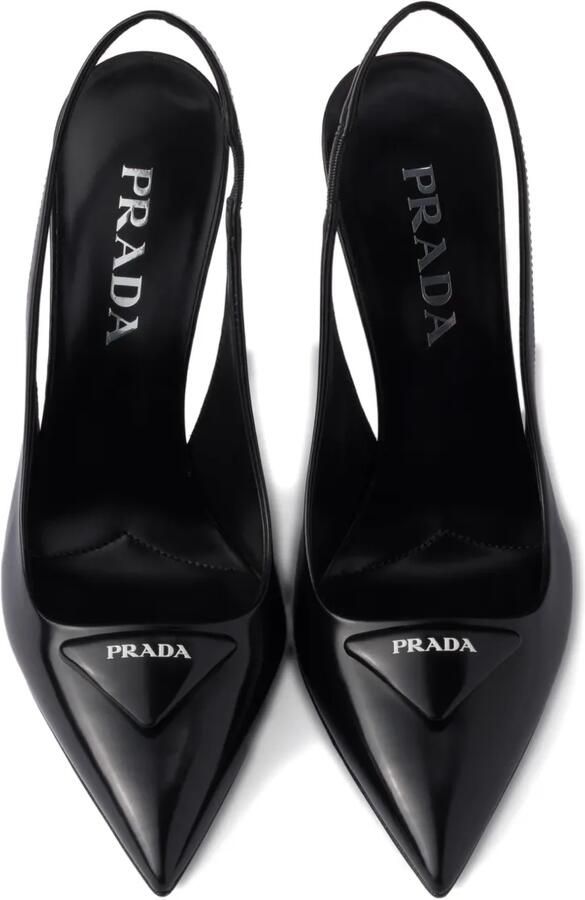 Prada 100 mm slingback pumps met logo Zwart - Foto 2
