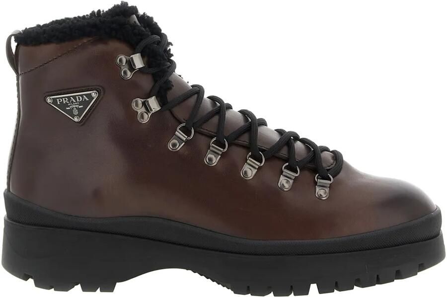 Prada 40 mm Brixen laarzen met logoplakkaat Bruin