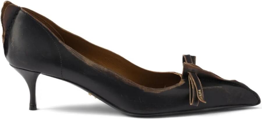 Prada 55 mm Antiqued leren pumps Zwart