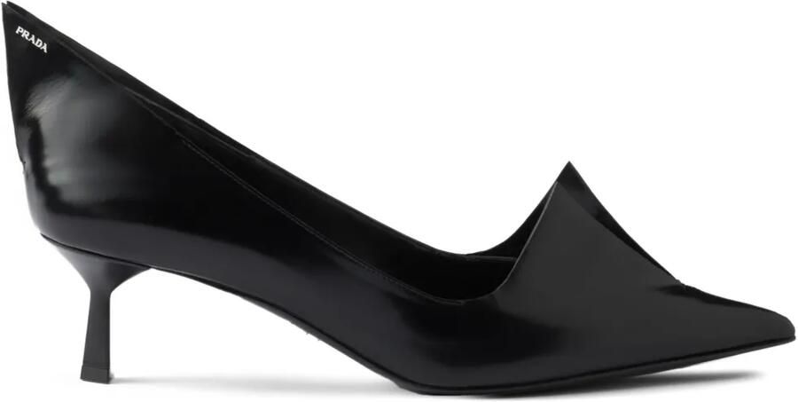 Prada 55 mm leren pumps met geborsteld effect Zwart
