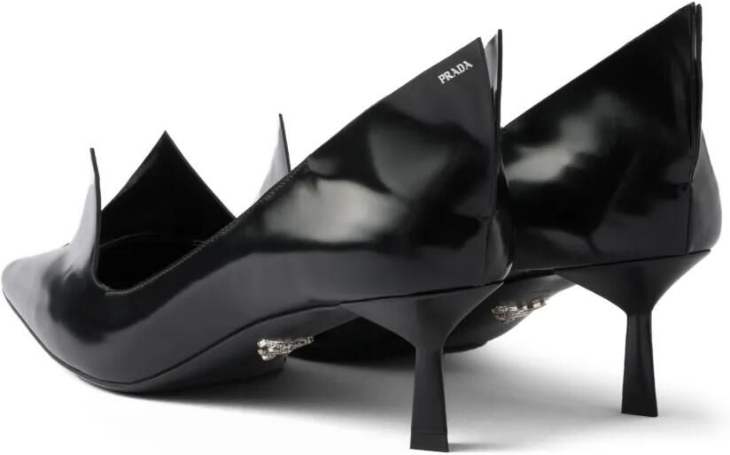 Prada 55 mm leren pumps met geborsteld effect Zwart - Foto 5