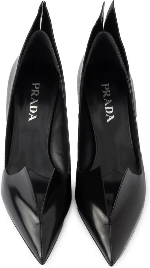Prada 55 mm leren pumps met geborsteld effect Zwart - Foto 3