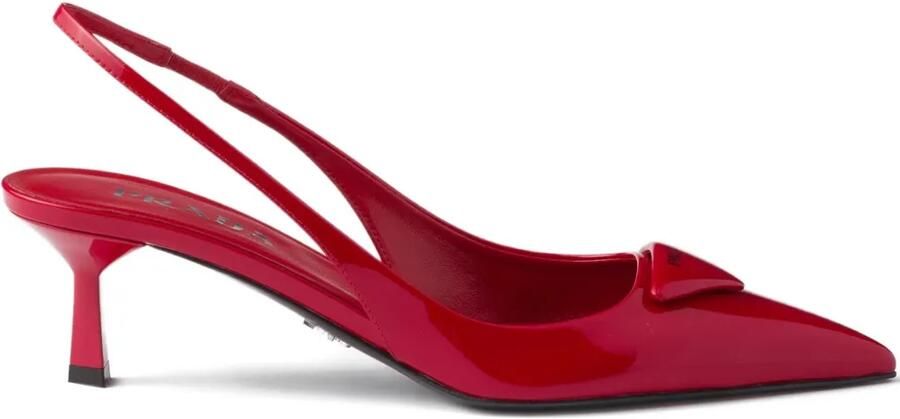 Prada 55 mm slingback pumps met triangel-logo Rood