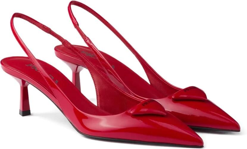Prada 55 mm slingback pumps met triangel-logo Rood - Foto 4