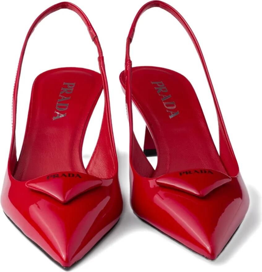 Prada 55 mm slingback pumps met triangel-logo Rood - Foto 2