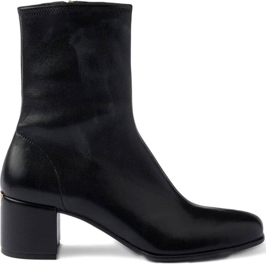 Prada 55mm leren laarzen met blokhak Zwart