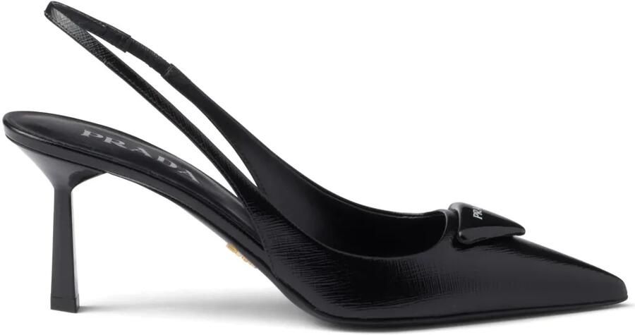Prada 75 mm leren pumps met logo Zwart