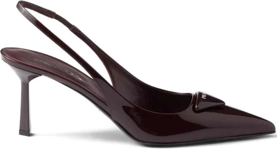 Prada 75 mm slingback pumps met puntige neus Bruin