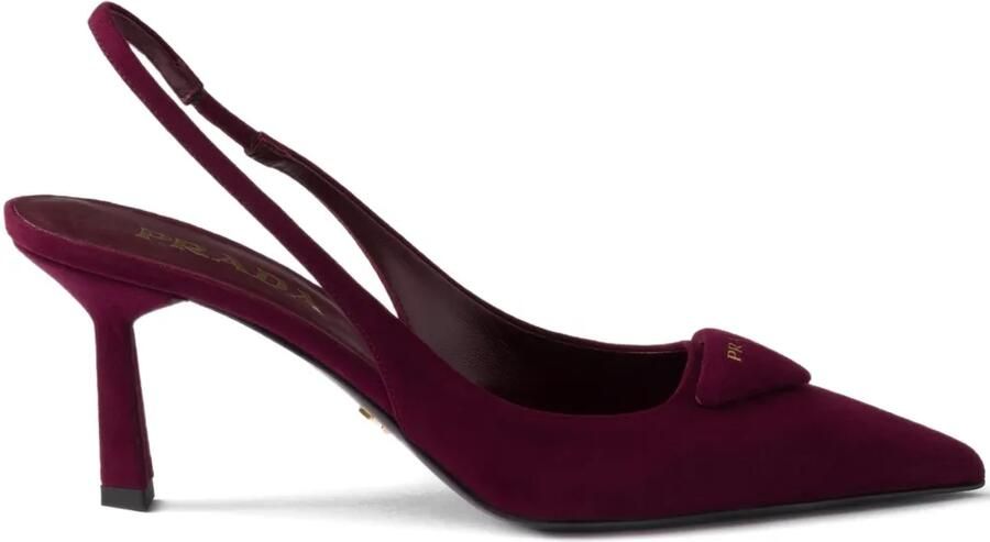 Prada 75 mm slingback pumps met triangel logo Rood