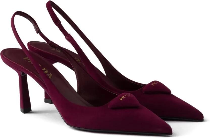 Prada 75 mm slingback pumps met triangel logo Rood - Foto 5