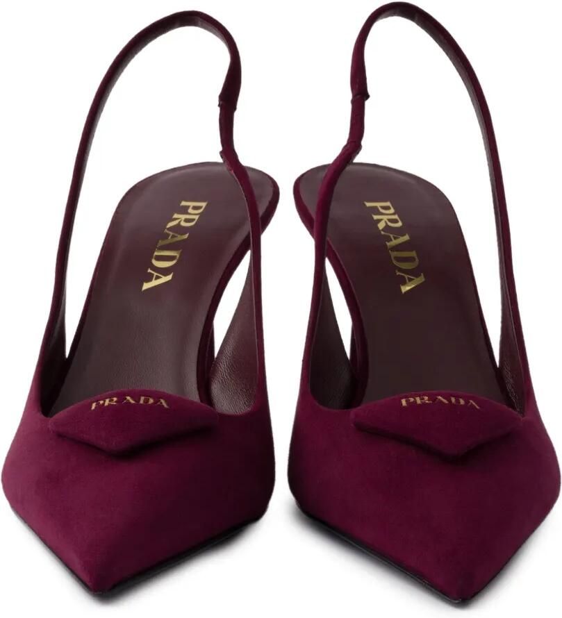Prada 75 mm slingback pumps met triangel logo Rood - Foto 2
