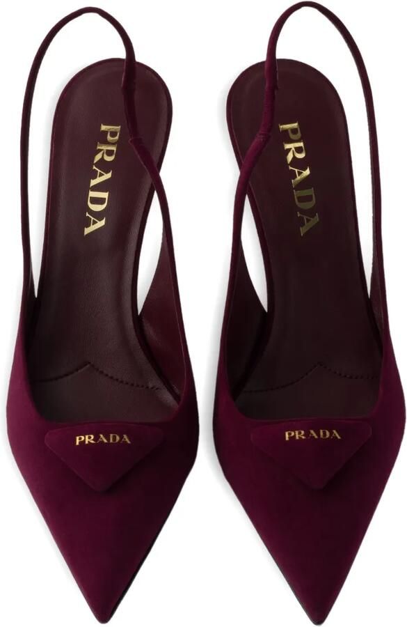 Prada 75 mm slingback pumps met triangel logo Rood - Foto 4
