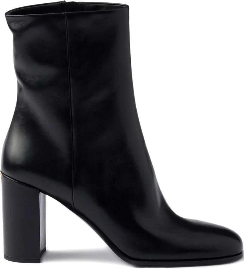 Prada 85 mm laarzen met blokhak en ritssluiting Zwart