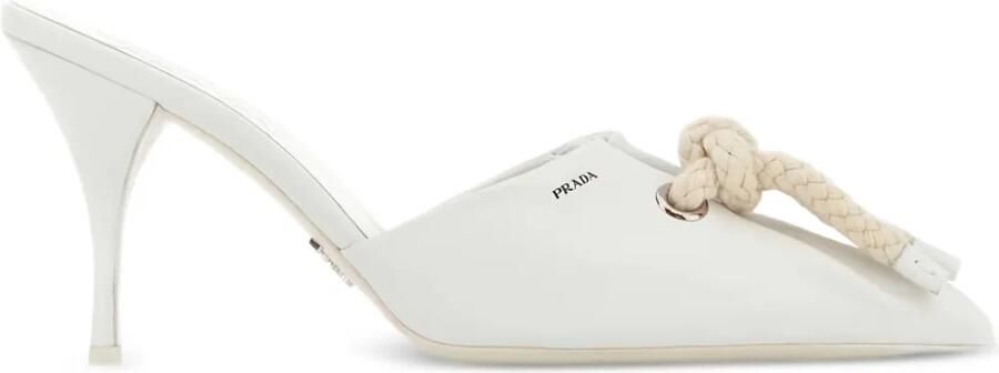 Prada 85 mm muiltjes met geknoopt detail Wit