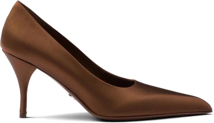 Prada 85 mm satijnen pumps Bruin