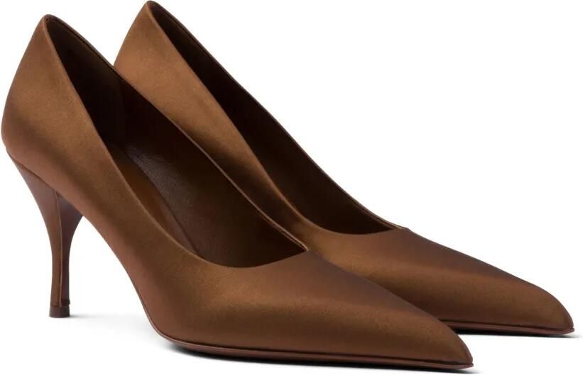 Prada 85 mm satijnen pumps Bruin - Foto 5