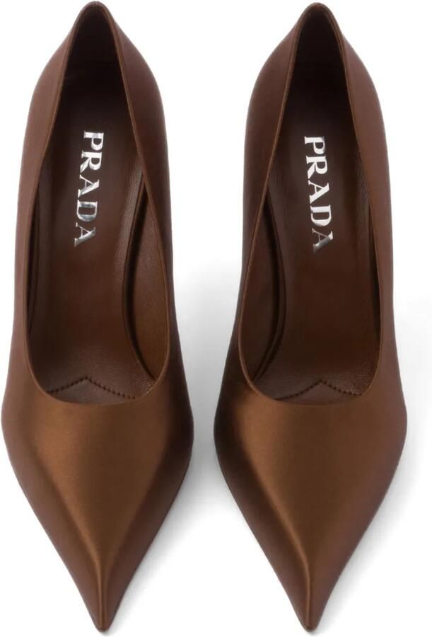Prada 85 mm satijnen pumps Bruin - Foto 3