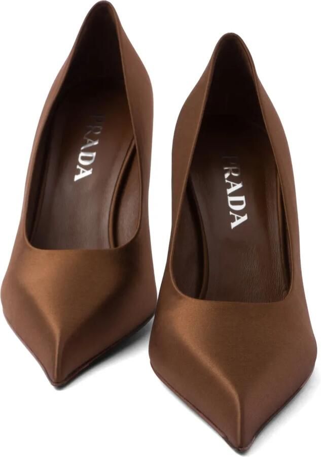 Prada 85 mm satijnen pumps Bruin - Foto 2