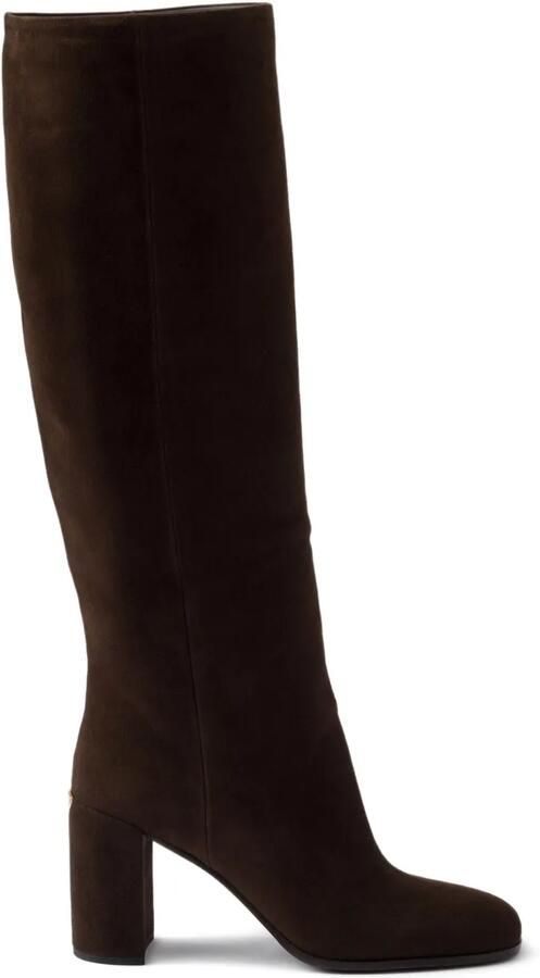 Prada 85 mm suède laarzen met blokhak Bruin