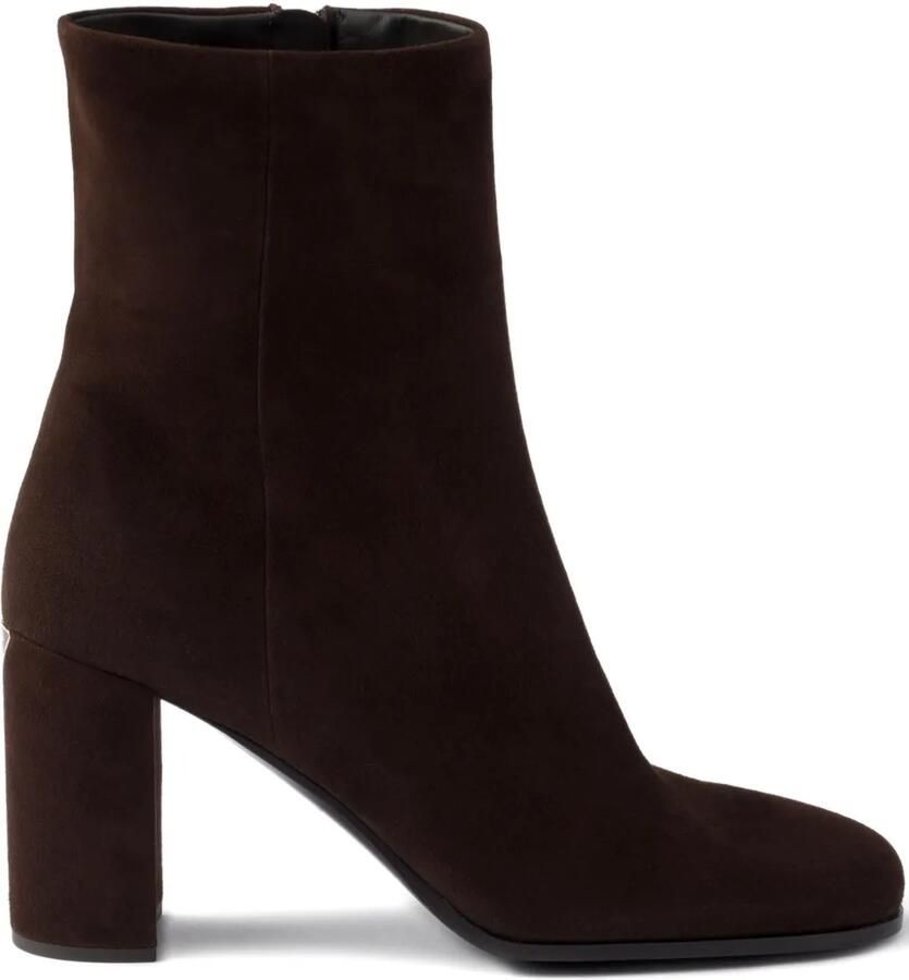 Prada 85 mm suède laarzen met blokhak Bruin