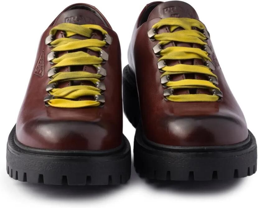 Prada Aged leren sneakers Bruin - Foto 3