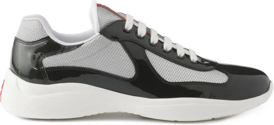 Prada America's Cup lakleren en technische sneakers Grijs